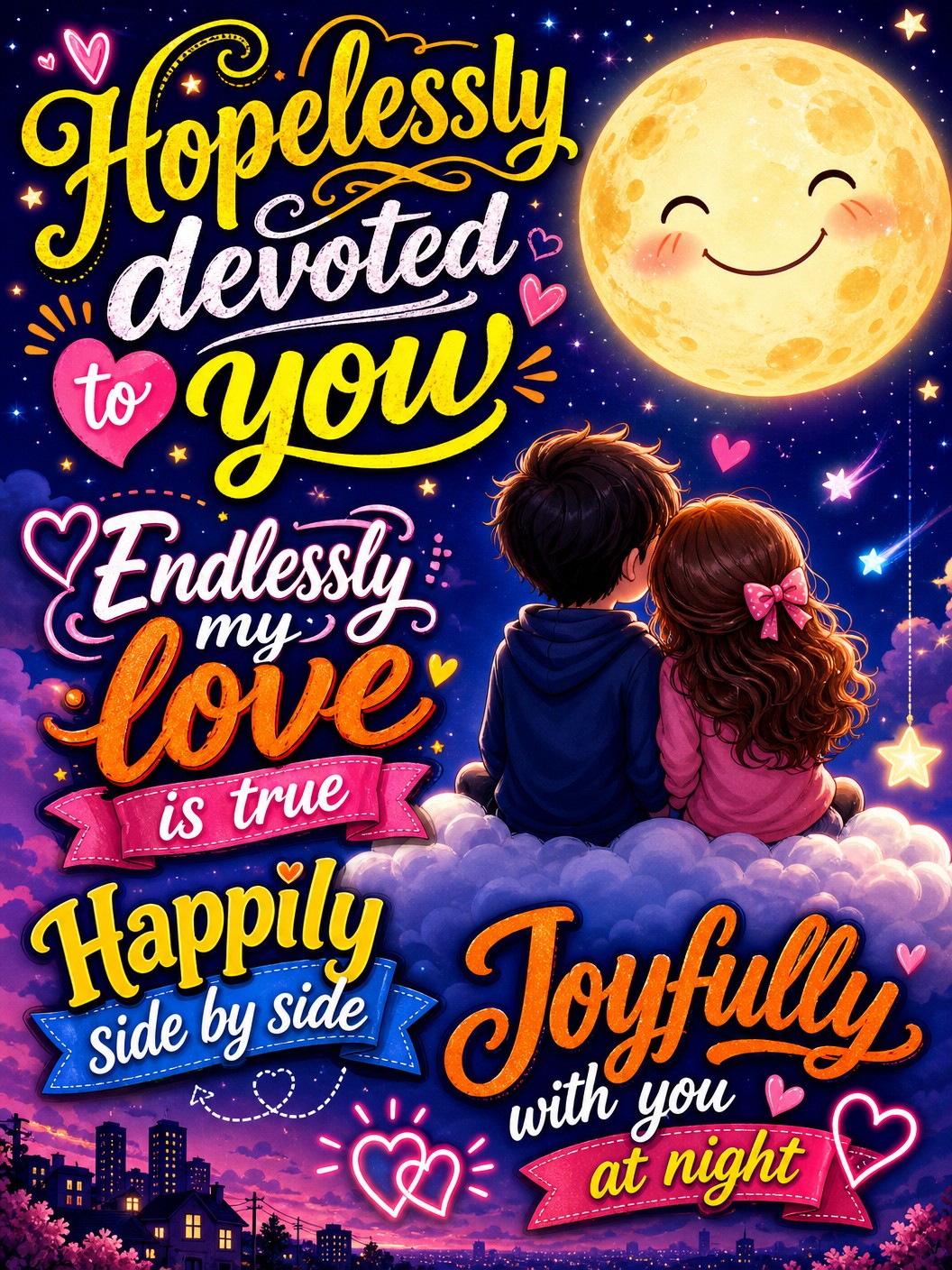 Hopeless

Hopelessly devoted to you
Endlessly my love is true

Happily side by…