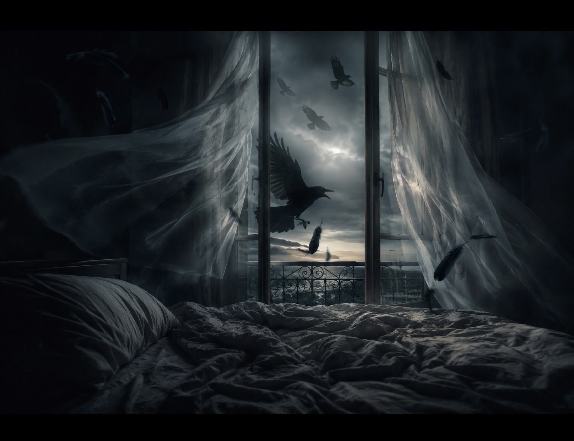 Le cri des corbeaux 
Dernière fois dans mon lit 
Avant de partir 

#haiku…