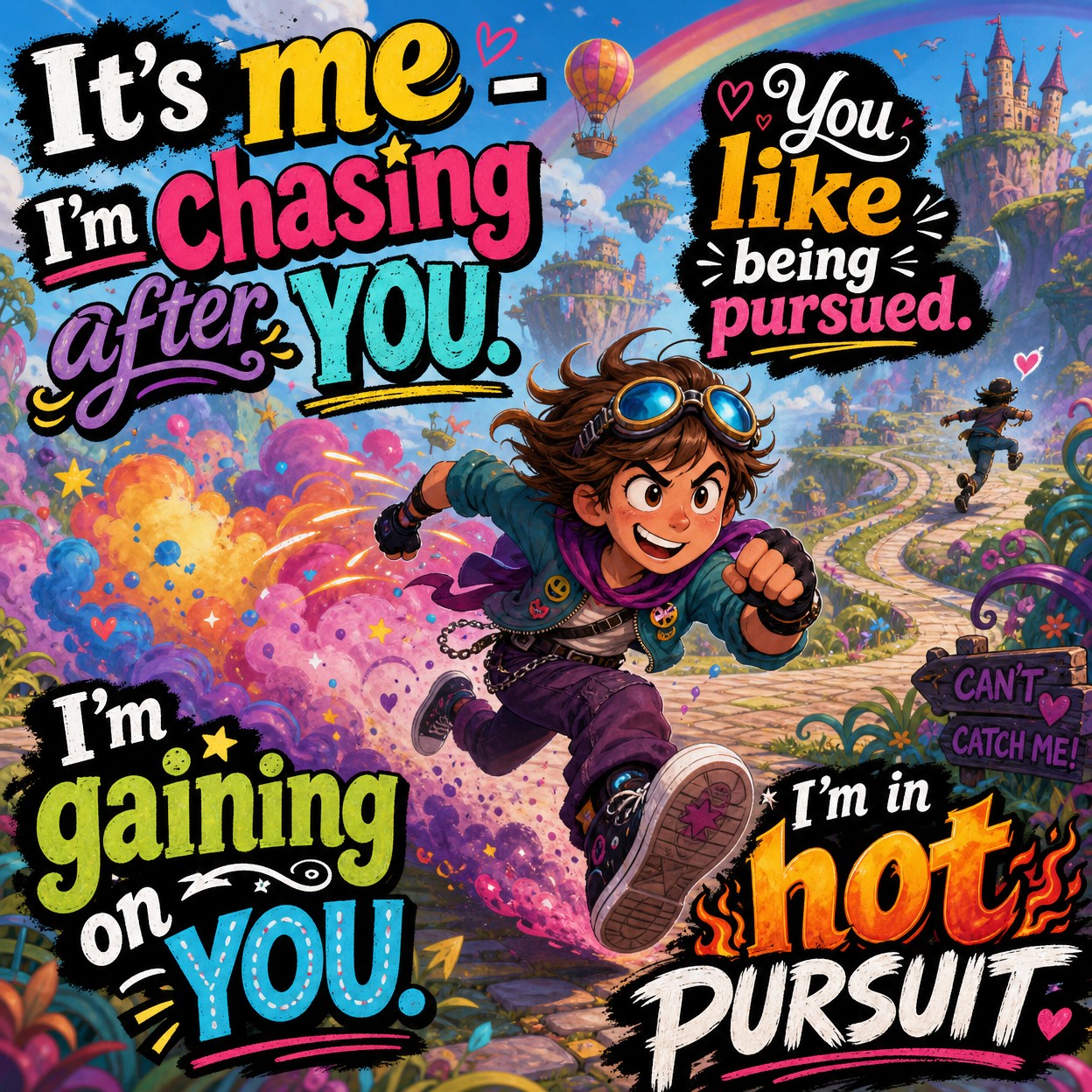 Pursuit

It's me -
I'm chasing after you
You like being pursued
I'm gaining on…