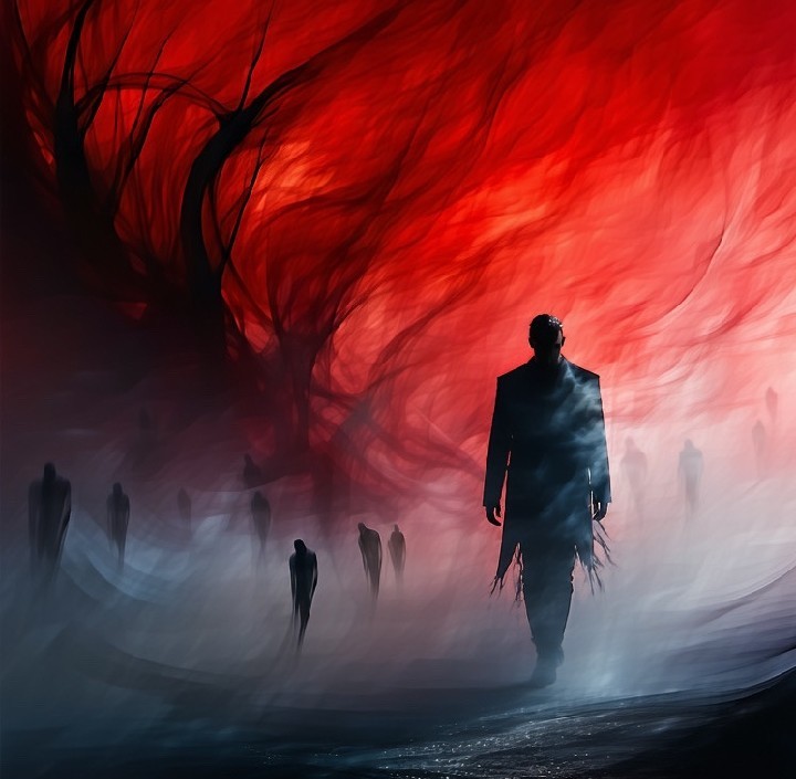 The Man in the Red Sky
Red burns above like a wound in the night,  
Branches…
