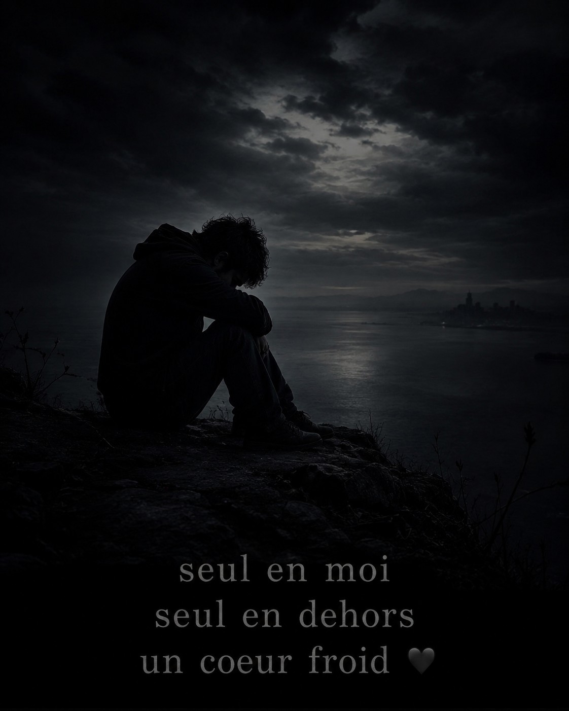 Seul en moi, seul en dehors  un cœur froid
Dans le silence noir de mes nuits…