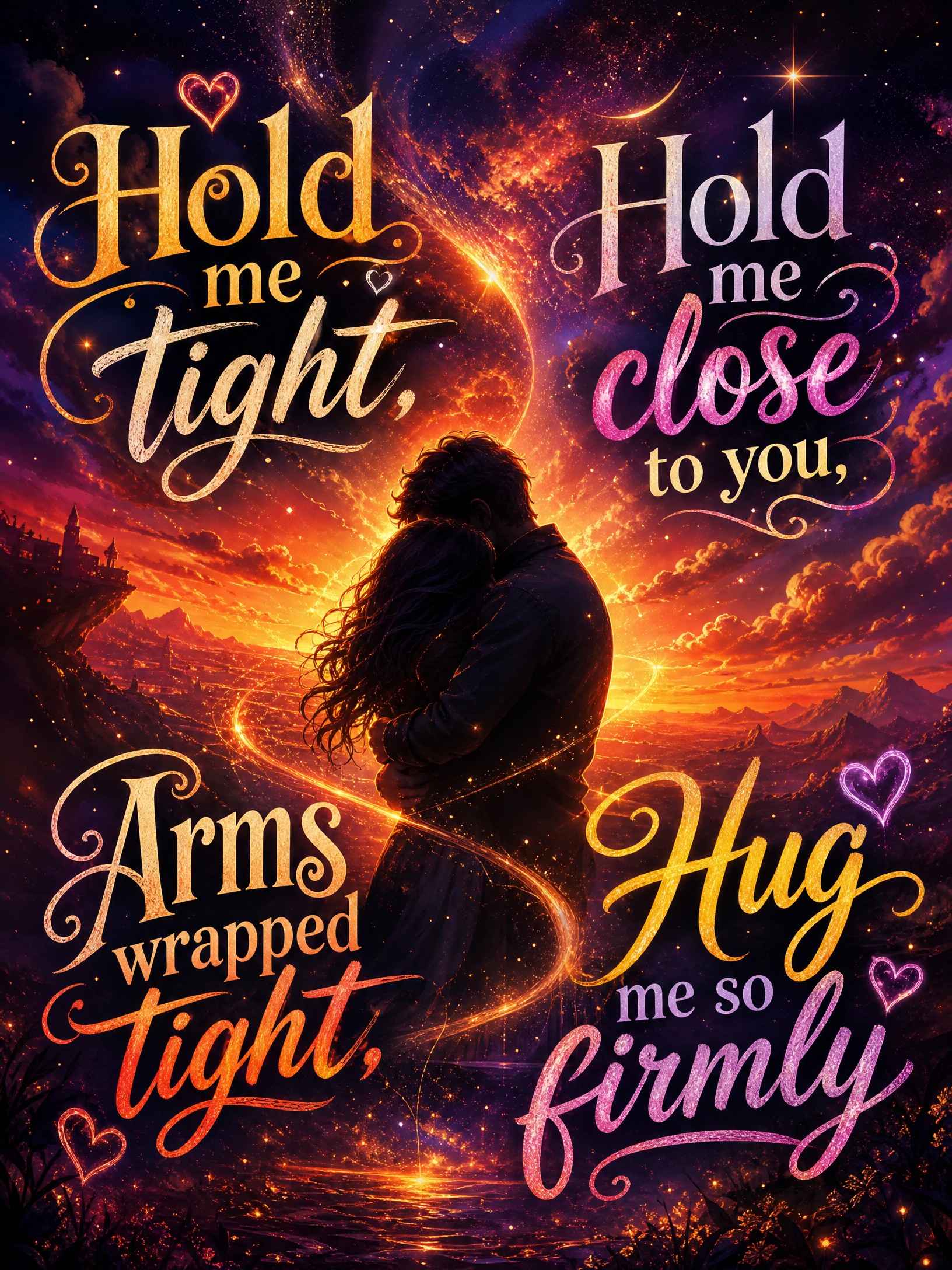 Hold me tight

Hold me close to you
Arms wrapped tight
Hug me so…