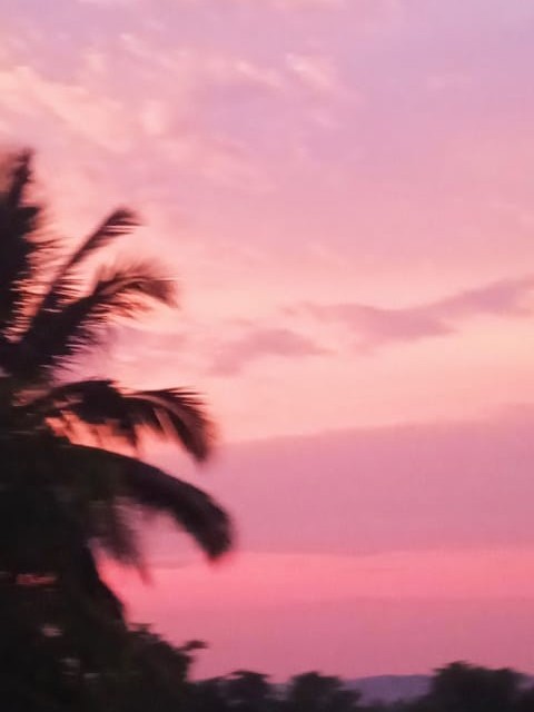Look at the sky turning purple and pink for me, 
with clouds hovering under…