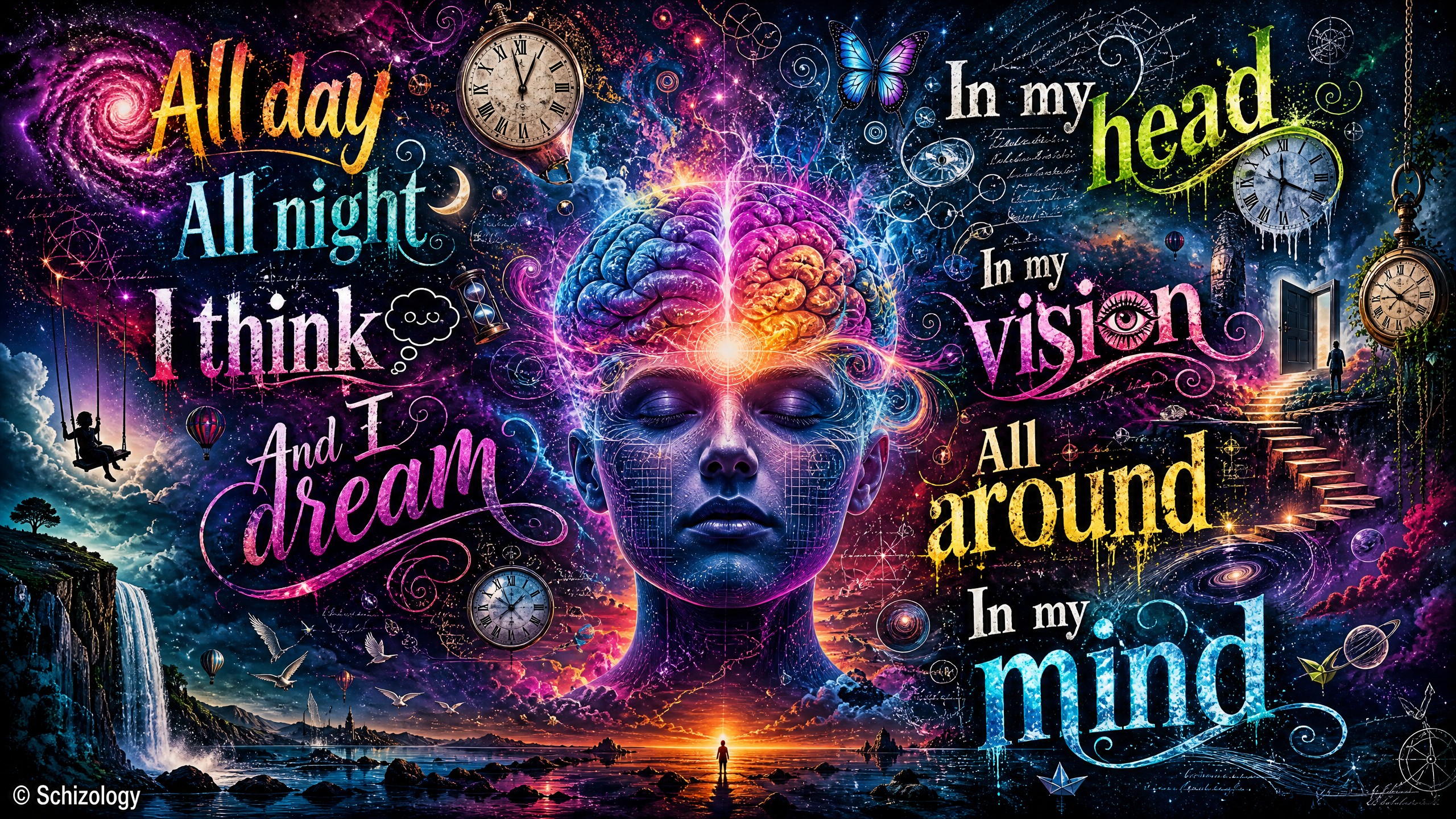 In my mind

All day
All night
I think 
And I dream

In my head
In my vision
All…