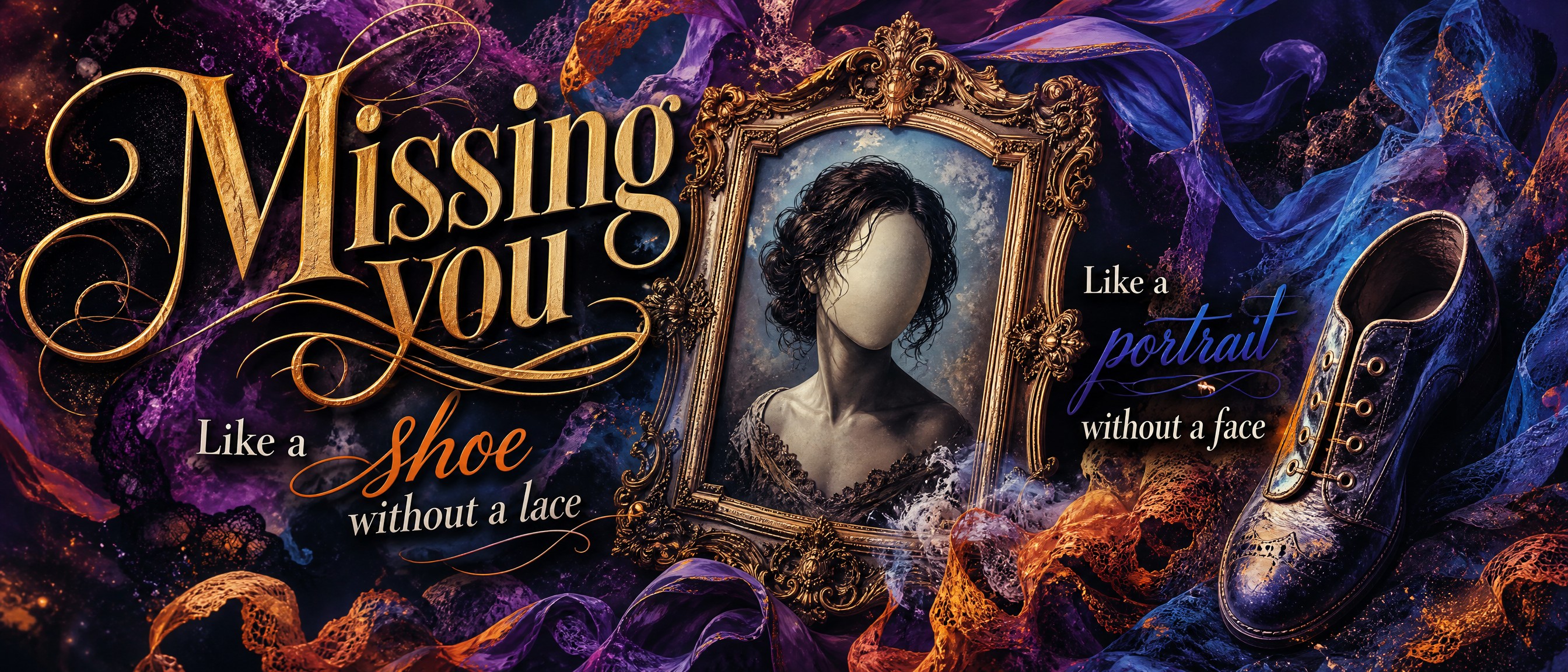 Missing you

Missing you
Like a shoe without a lace
Like a portrait without a…