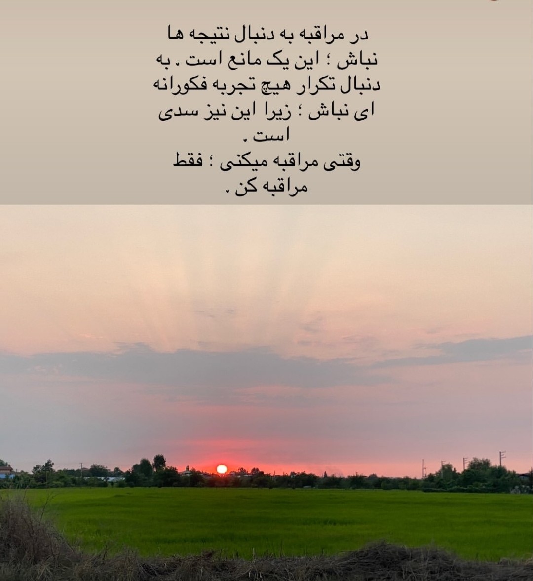 در مراقبه...

خاموش و آرام باش.
هیچ چیزی را شخصی 
تفسیر یا قضاوت نکن....
