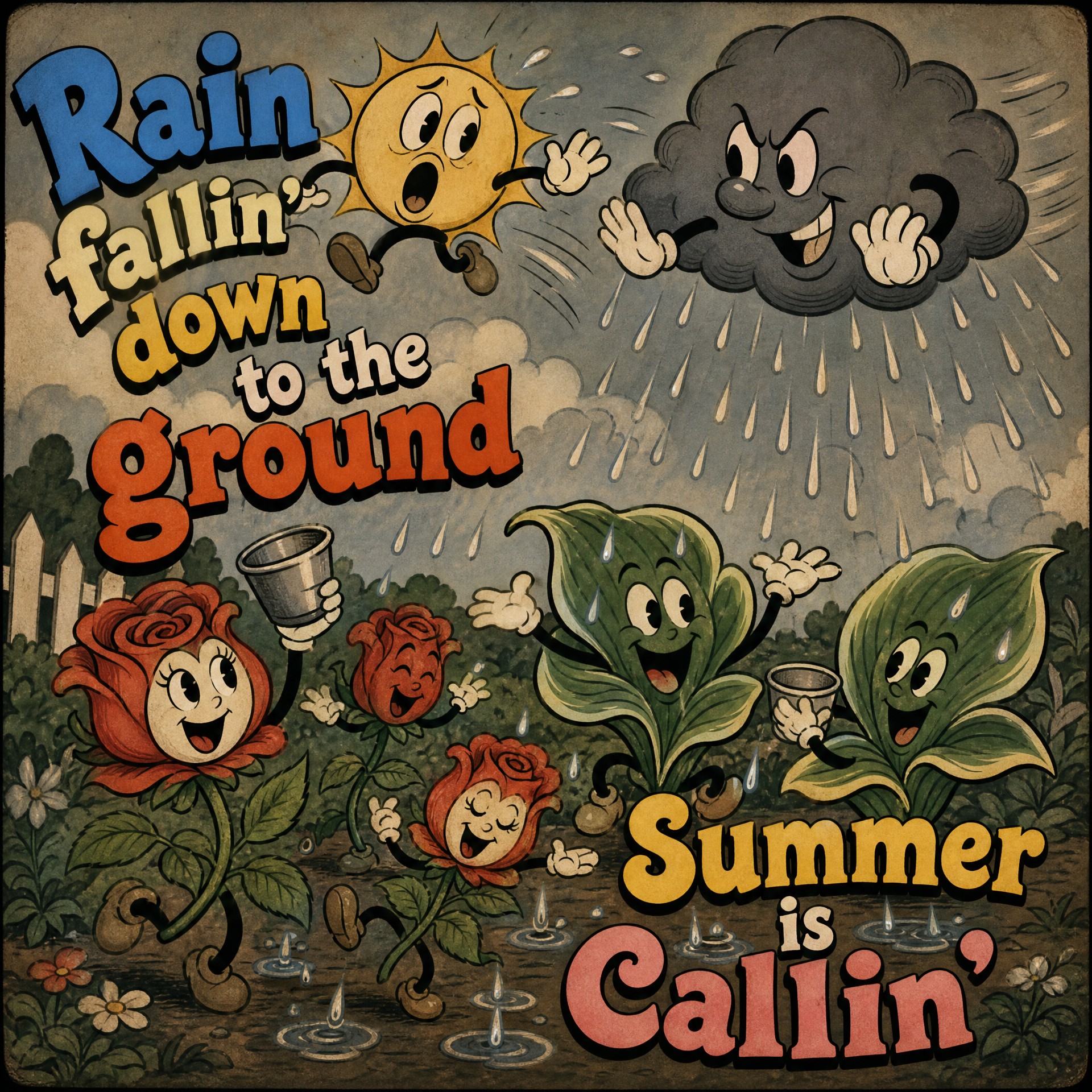 Rain fallin'

Rain has been fallin'
Down to the ground
Summer is callin'
Storms…