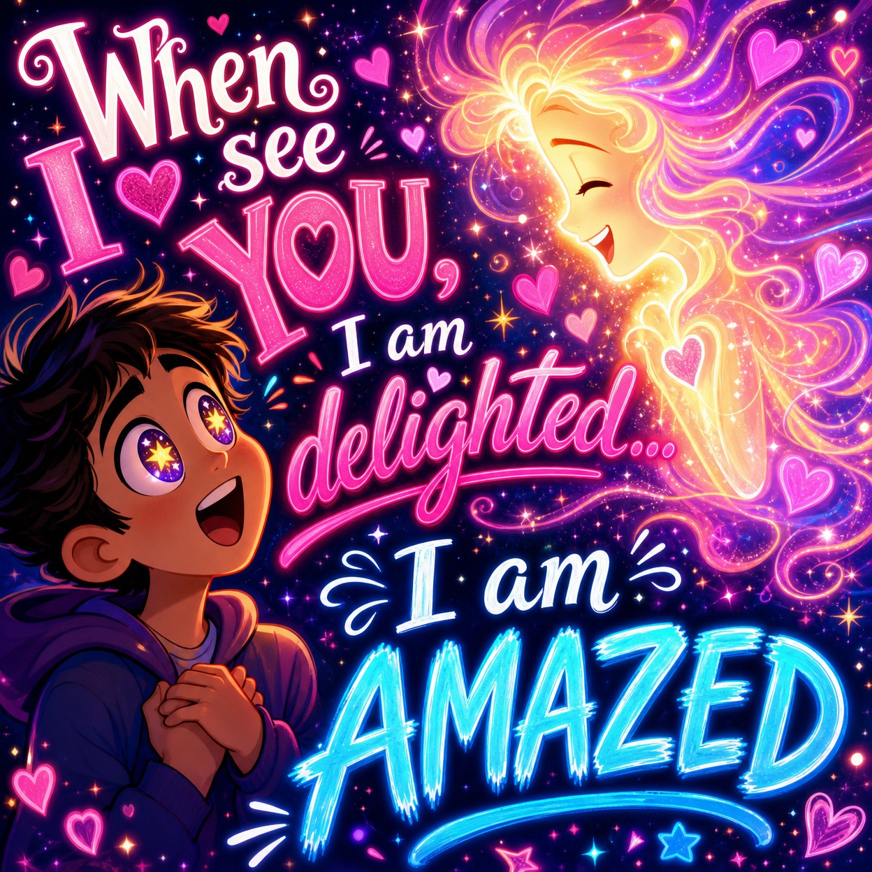 Captivated me

When I see you
I am delighted.....I am amazed
If you only knew
I…