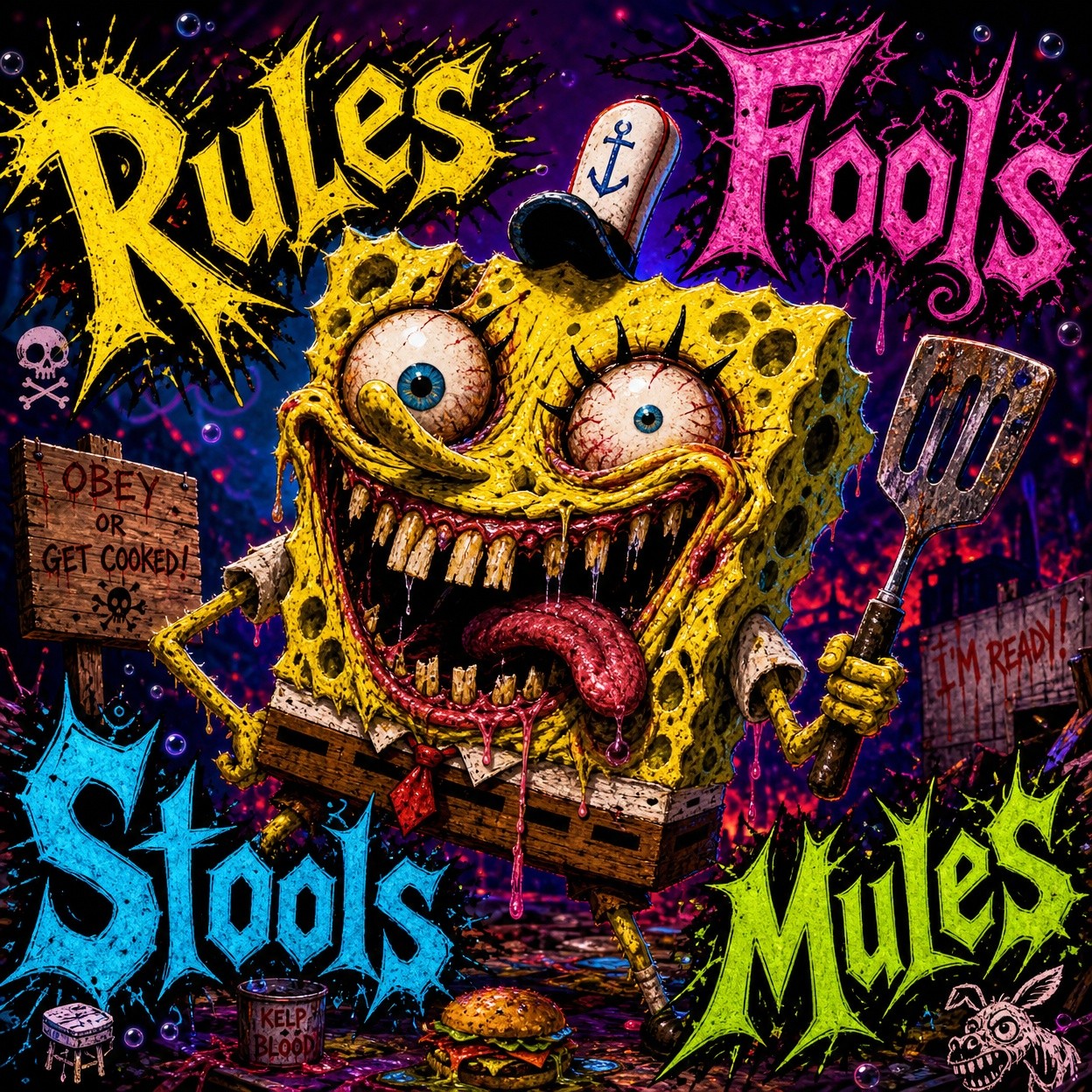 Misfits

Misfits
Gimmicks
Sadistic
Idiots

Rules
Fools
Stools
Mules

Yelling
Scr…