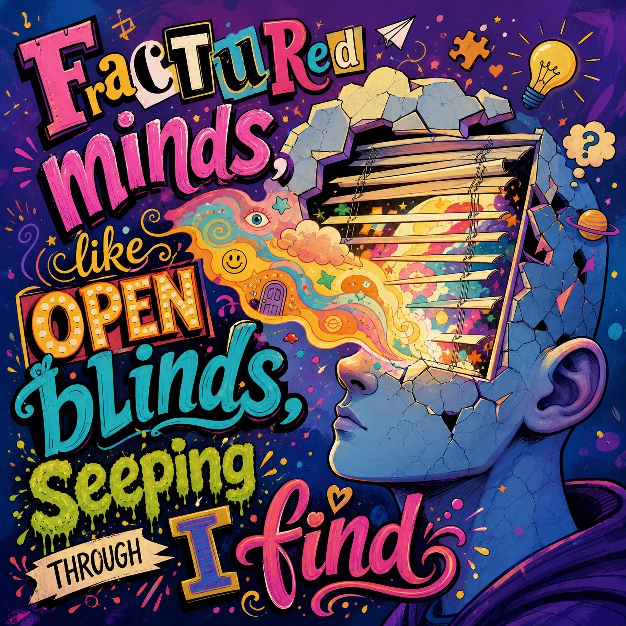 Signs

Fractured minds , like open blinds , seeping through I find 
Wasted…
