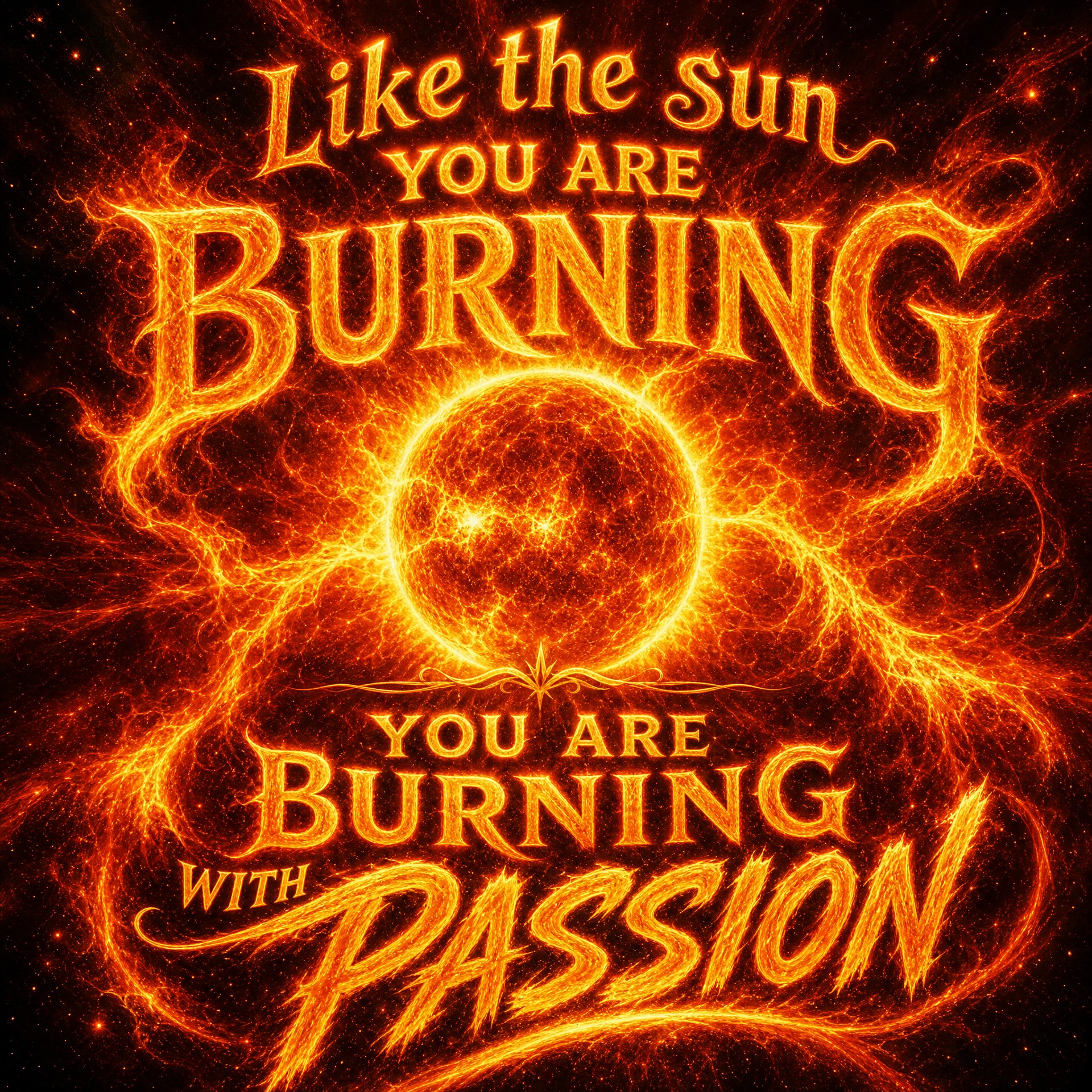 Celestial radiance

Like the sun you are burning
The sun is a large flaming…