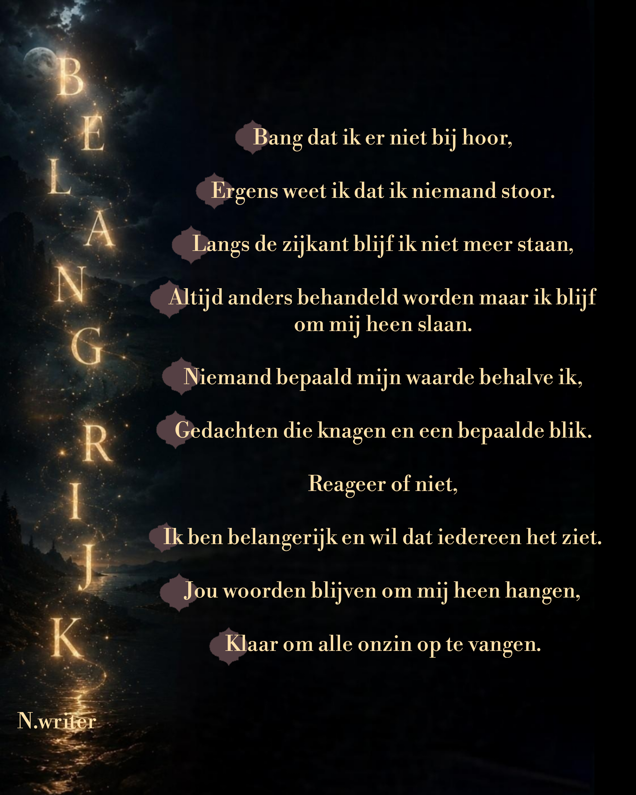 Thema Letter B: BELANGRIJK


Bang dat ik er niet bij hoor,

Ergens weet ik dat…