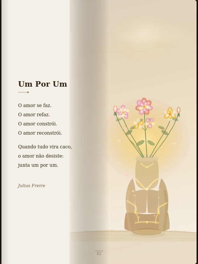O amor se faz.
O amor refaz.
O amor constrói.
O amor reconstrói.
Quando tudo…