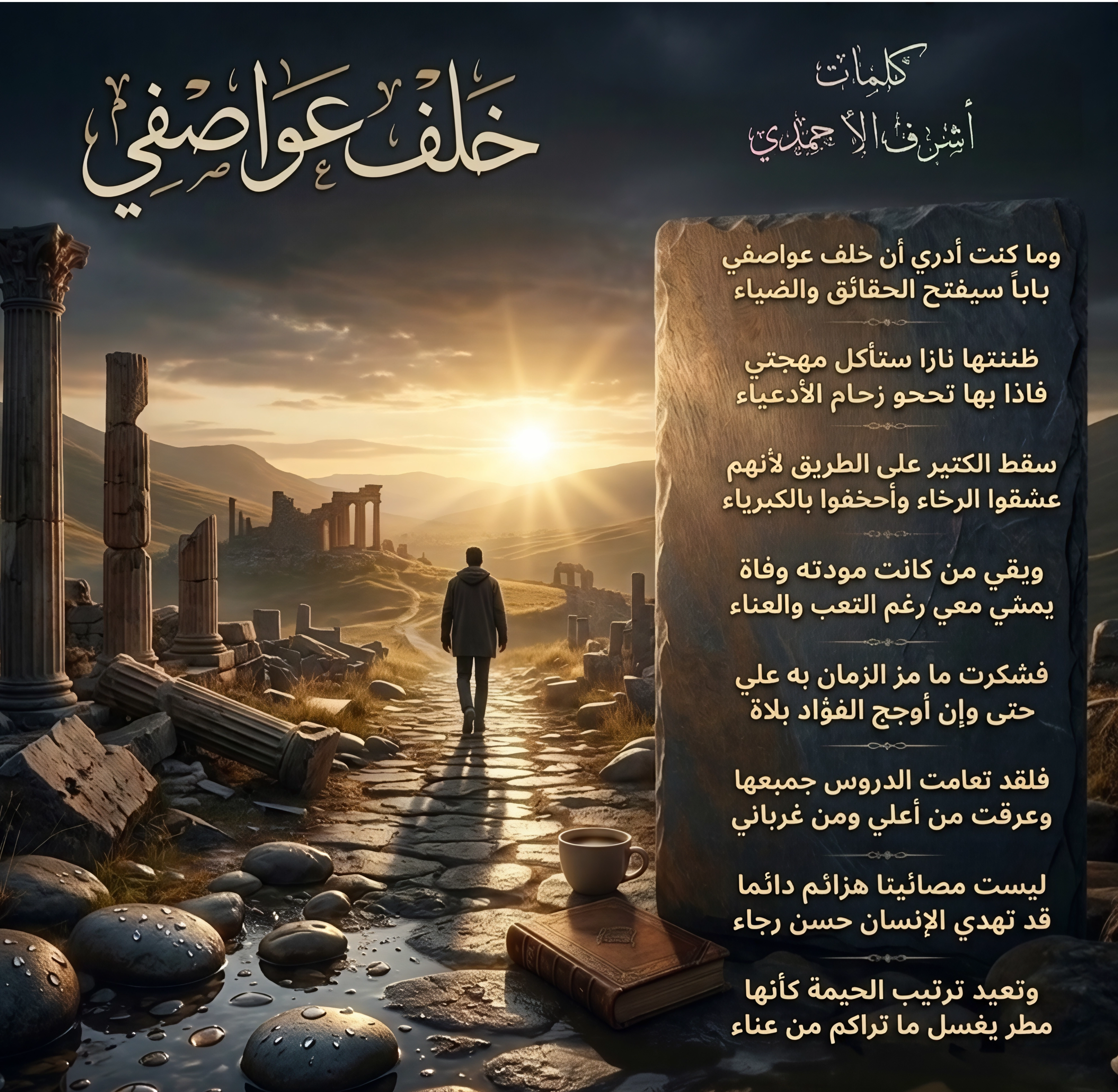خلف عواصفي
___________
​وَمَا كنت أدري أن خلف عواصفي
بابًا سيفتح للحقائق…
