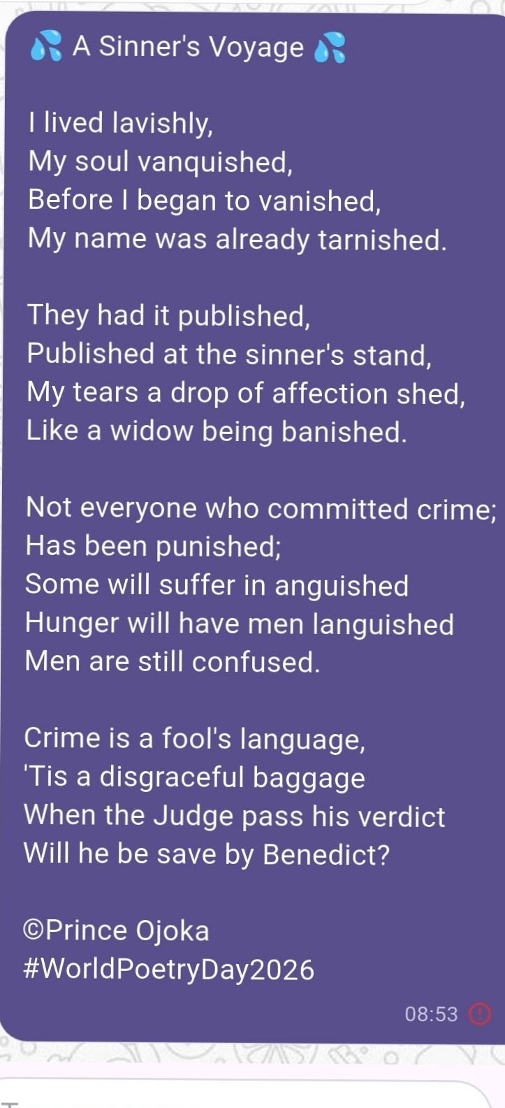A SINNER'S VOYAGE